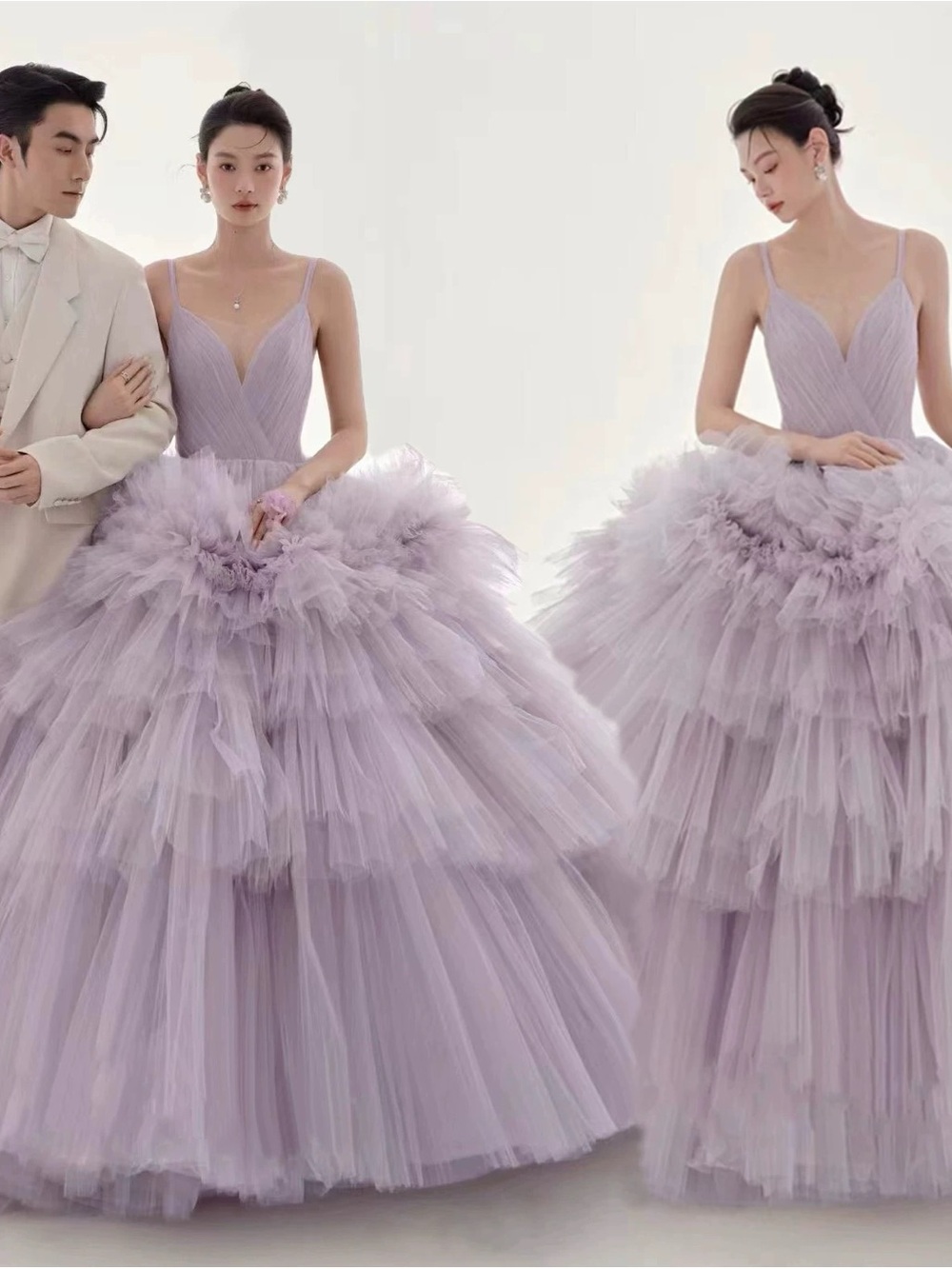 Elegant Lilac Tulle Ball Gown Dress - Picture 2 of 2